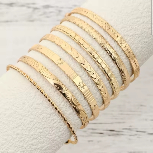 Elegant Gold Bangle Set - Picture 1 of 4